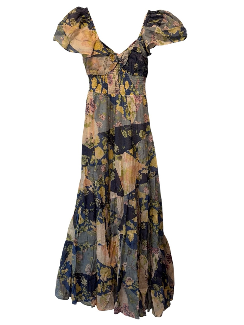 NWOT Free People Sundrenched Floral Printed Maxi Dress Blue Combo - Picture 4 of 16